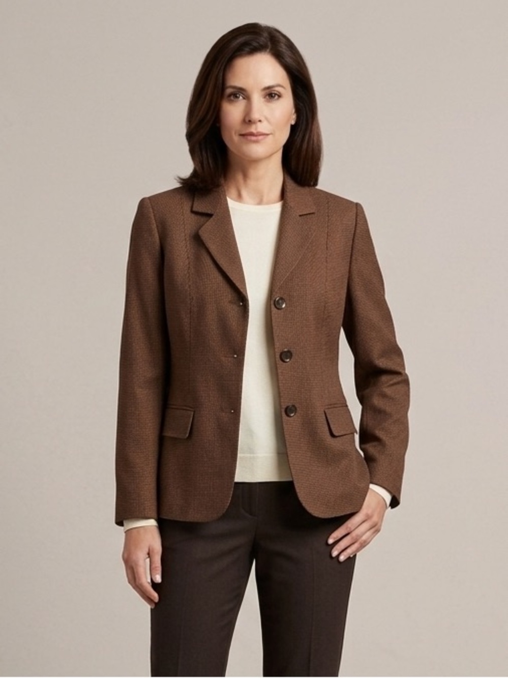 Le Suit Classic Dark Brown Women's Blazer
